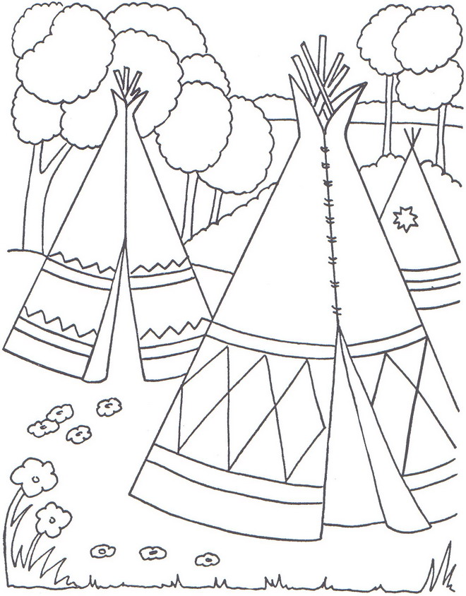 Plansa de colorat cu Indieni 27 20